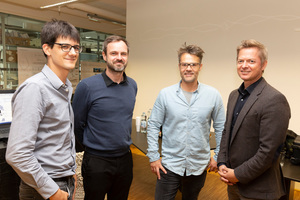  ATP-Architekt Philipp Zimmermann zusammen mit Peter Massin und Thomas Mathoy sowie ATP Associate Partner Martin Lukasser bei der Abschlusspräsentation.  