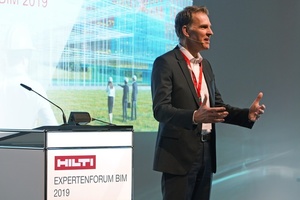  Dr. Stefan Nöken, Mitglied des Vorstands der Hilti AG, eröffnete das Hilti Expertenforum BIM 2019 in Frankfurt am Main. 