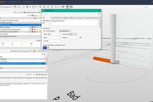  In dem Projekt arbeiten TGA-Planung, Tragwerksplanung, Architektur und Holzbau BIM-basiert. Im Bild lassen sich die sog. „Issues“ nach der Modellprüfung des TGA-Modells erkennen sowie im Fenster „Problemdetails“ deren Beschreibung.  