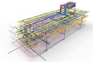  Die Fachgewerke wie die TGA modellieren ihre Planung in einem eigenen Gebäudemodell, aufbauend auf dem Entwurf und den Daten des Architekten 