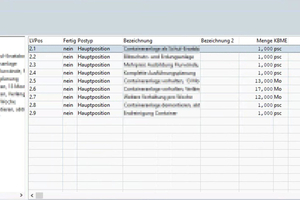  <div class="bildtext">Der Screenshot zeigt die Angebotsstruktur im klassischen LV-Aufbau, gegliedert anhand der Ordnungszahlen.</div> 