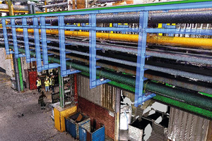  <div class="bildtext">Durch den Einsatz eines Laserscan-Systems wurde die Konstruktion millimetergenau als Punktwolke erfasst, sodass u. a. der Montageablauf exakt vorgeplant werden konnte.</div> 