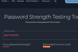  <div class="bildtext">Schwache Passwörter lassen sich in wenigen Sekunden entschlüsseln. So z. B. „aaron431“ in nur 16 Sekunden. </div> 