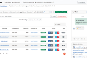  <div class="bildtext">Mit pro-Share lassen sich Projektdokumente sicher austauschen und Mängel in Echtzeit<br />koordinieren.</div> 